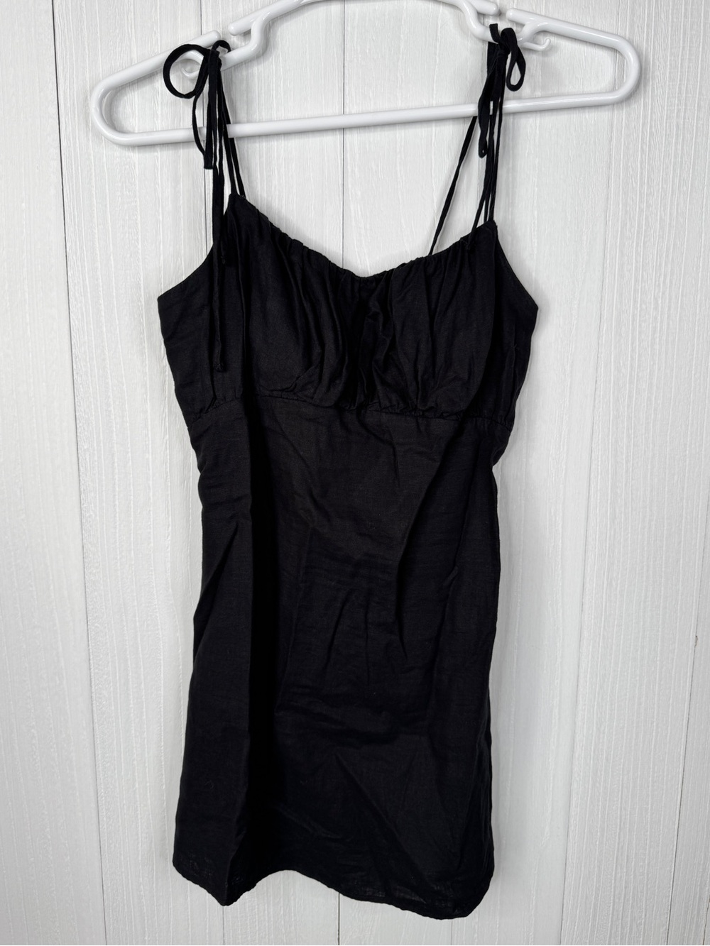 Urban Renewal Black Linen Blend Mini Dress with Tie Straps M